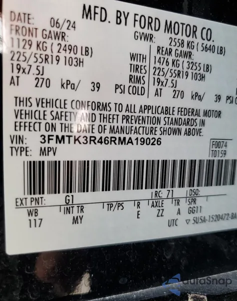 2024 Ford Mustang Mach-E Premium из США, поврежденный, VIN 3FMTK3R46RMA19026